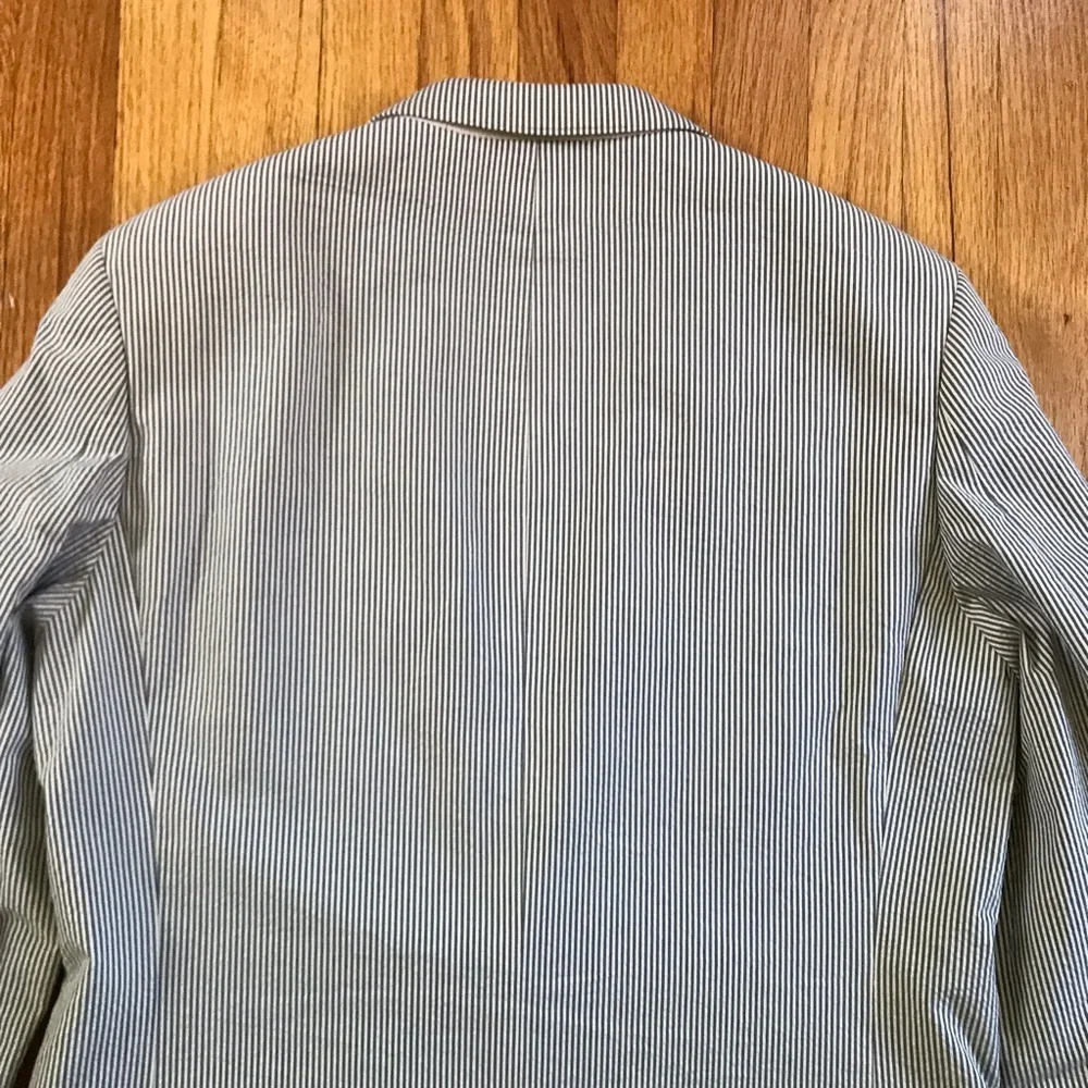 J. Crew Ludlow X Three Looms Light Gray & White Striped Seersucker Blazer 42L